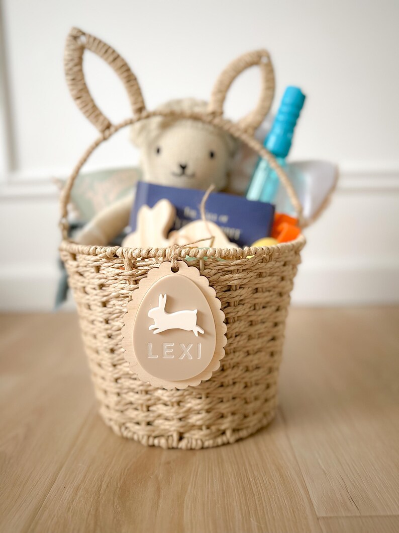 Scalloped Bunny Tag Easter Basket Tags Bunny Tags Name Tags Easter Basket Custom Name Tags Easter Decor Easter Gifts Kids Easter image 6