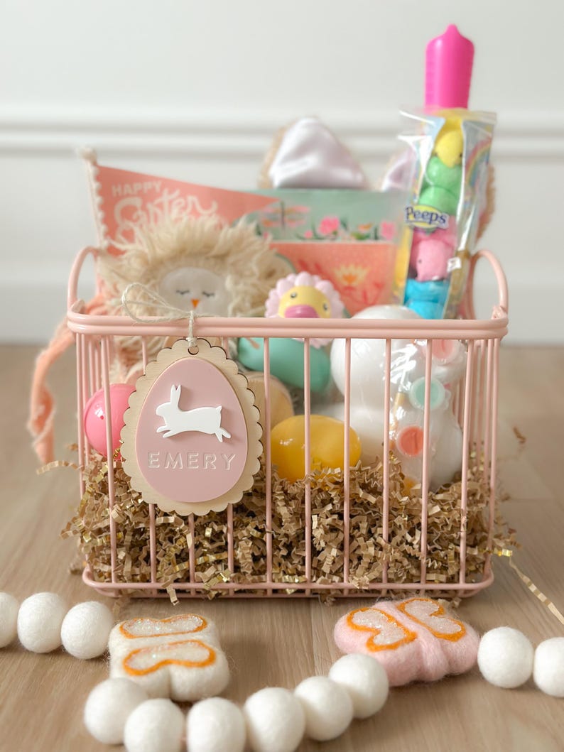 Scalloped Bunny Tag Easter Basket Tags Bunny Tags Name Tags Easter Basket Custom Name Tags Easter Decor Easter Gifts Kids Easter image 3