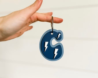 Lightning Bolt Letter Tag - Custom Acrylic Bag Keychain