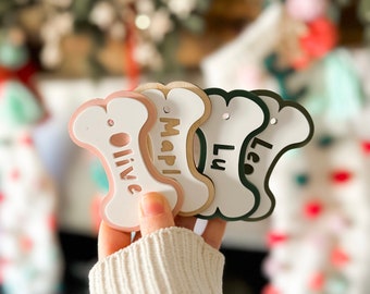 Dog Bone Ornament | Bone Tag | Pet Name Ornament | Dog Christmas Tree Ornaments | Wood Ornaments | Christmas Decor
