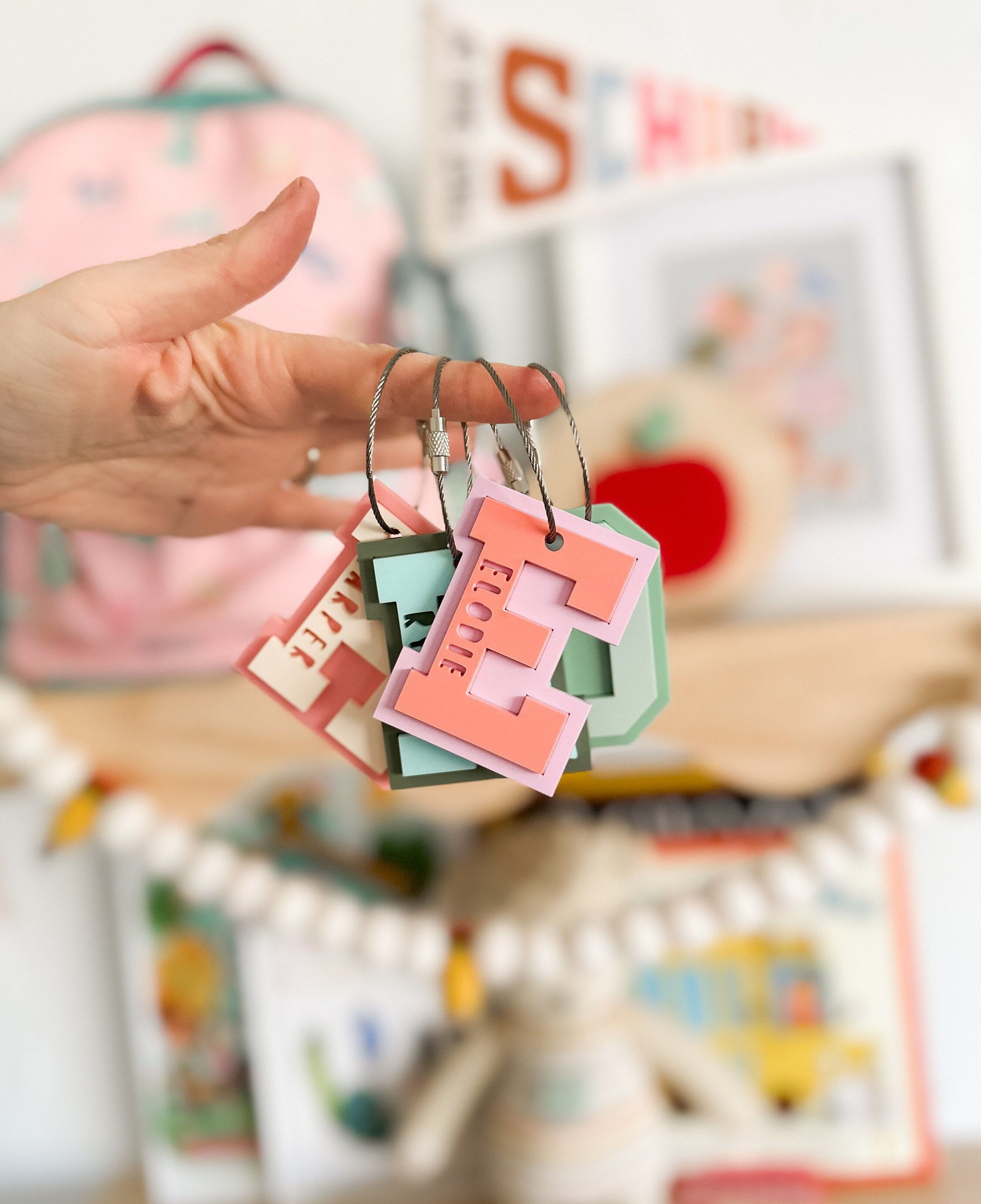 Varsity Letter Tag Bag Tag Acrylic Bag Tag Keychain