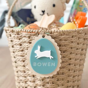 Scalloped Bunny Tag Easter Basket Tags Bunny Tags Name Tags Easter Basket Custom Name Tags Easter Decor Easter Gifts Kids Easter image 2