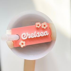 Daisy Name Tag for Tumbler Cup Fits 30oz and 40oz Quencher H2.0 Tumbler Custom Name Plate for Cup
