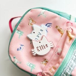 Cat Bag Tag Kitty 3D KeyChain Acrylic Name Tag Bag Tag Luggage Tag Diaper Bag Tag Lunch Box Tag Backpack Tags Kids Tag