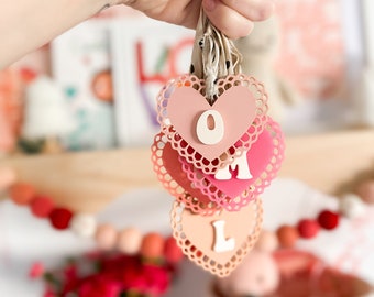 Mini Scallop Heart Tag Heart Tag Valentine’s Basket Tags Valentine’s Day Tags Valentine’s Day Bag Tags Custom Name Tag