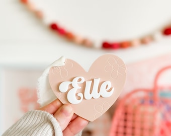 Daisy Heart Tag Heart Tag Valentine’s Basket Tags Valentine’s Day Tags Valentine’s Day Bag Tags Custom Name Tag