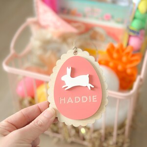 Scalloped Bunny Tag Easter Basket Tags Bunny Tags Name Tags Easter Basket Custom Name Tags Easter Decor Easter Gifts Kids Easter image 7