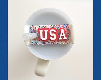 USA tumbler topper 4th of July Name Tag for Tumbler Cup Fits 30oz and 40oz Quencher H2.0 Tumbler Custom Name Plate for Cup