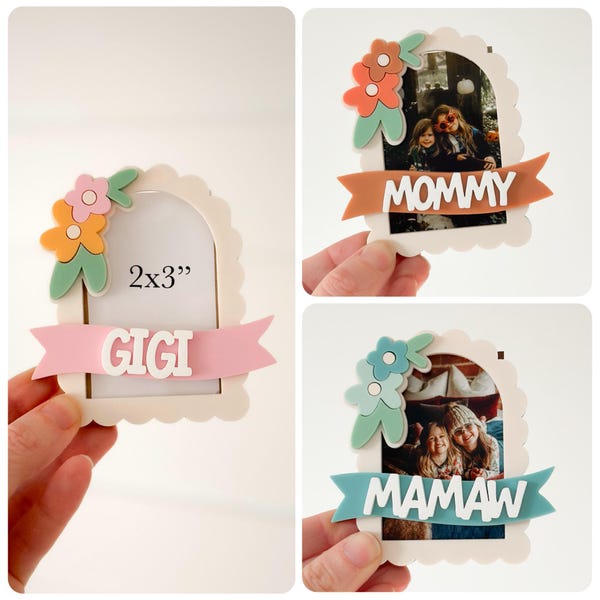 Mother's Day Photo Frame Magnet, Wood Acrylic Layered Design