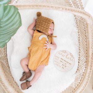 New Here Engraved Baby Announcement | Wood Sign | Newborn Announcement | Newborn Photography | Newborn Gift | Custom Newborn Announcement