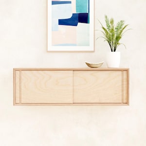 Floating handmade cabinet, plywood storage,  Floating shelf, wall storage unit, box shelf, bathroom cabinet with sliding doors, minimalist