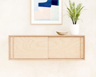 Floating handmade cabinet, plywood storage, Wall Mounted shelf, storage unit, box shelf, bathroom cabinet with sliding doors, minimalist