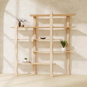 Handmade Minimalist Shelving Unit, Birch plywood room divider bookcase, Multi-Purpose Modern Open Display Wooden Home & Office bookshelf