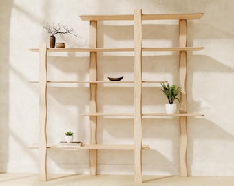 Handmade Birch Plywood Shelving Unit: Modern Room Divider Bookcase
