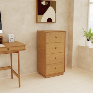 Handmade Birch Plywood Tall Dresser: Scandinavian Chest of Drawers