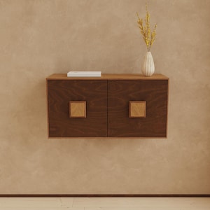 Handmade Birch Plywood Floating Cabinet: Mid-Century Modern Japandi Console