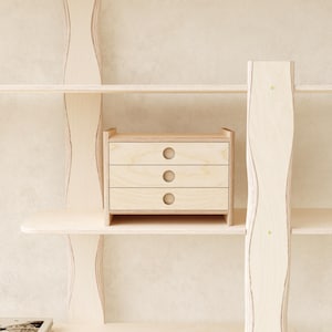Archiefkast, handgemaakt van berkenmultiplex, ladekast, doos, modern minimalistisch design, archiefkast, tafelbladopslag
