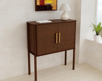 Mueble minimalista hecho a mano con estantes ajustables, unidad de almacenamiento escandinava de contrachapado de abedul, estantería o aparador moderno en muchos acabados