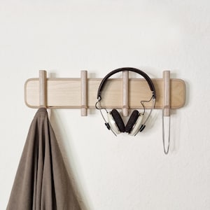 Birch Plywood peg rail - Handmade wooden coat rack Coat Hook - handcrafted unique modern design