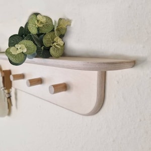 Plywood peg rail with shelf, handmade wooden peg rack, wall mounted peg rail shelf, wooden coat rack, scandi decor, hallway shelf