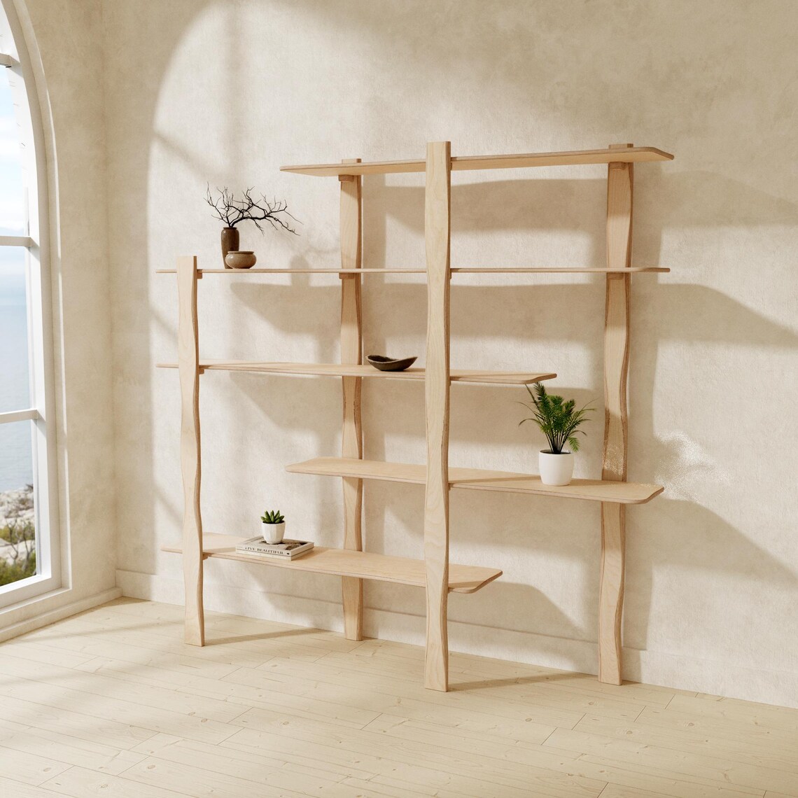 Handmade Birch Plywood Shelving Unit: Modern Room Divider Bookcase - Etsy