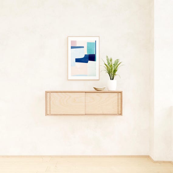 Floating handmade cabinet, plywood storage, Wall Mounted shelf, storage unit, box shelf, bathroom cabinet with sliding doors, minimalist