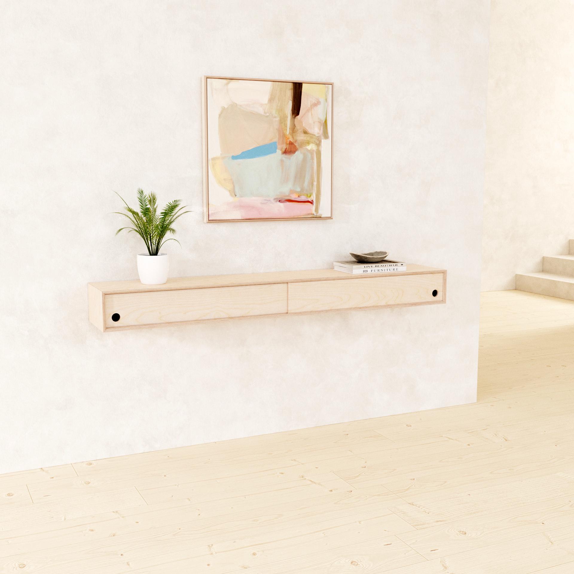 Minimalist Floating Console Table: Scandinavian Birch Handmade Wall ...