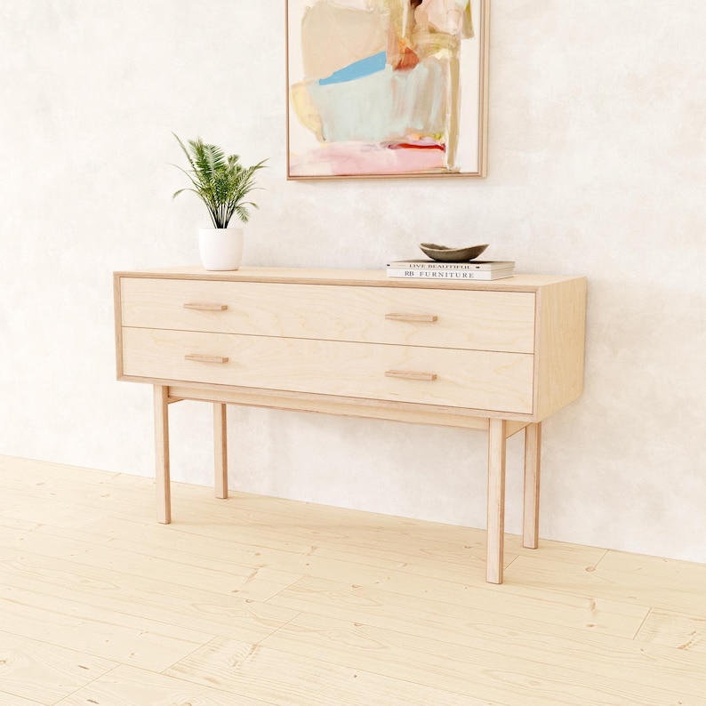 Wooden Console Table with Storage Drawers, Entryway Organiser, Hallway, Sideboard Cabinet, handmade bespoke birch plywood, chest of drawers image 1