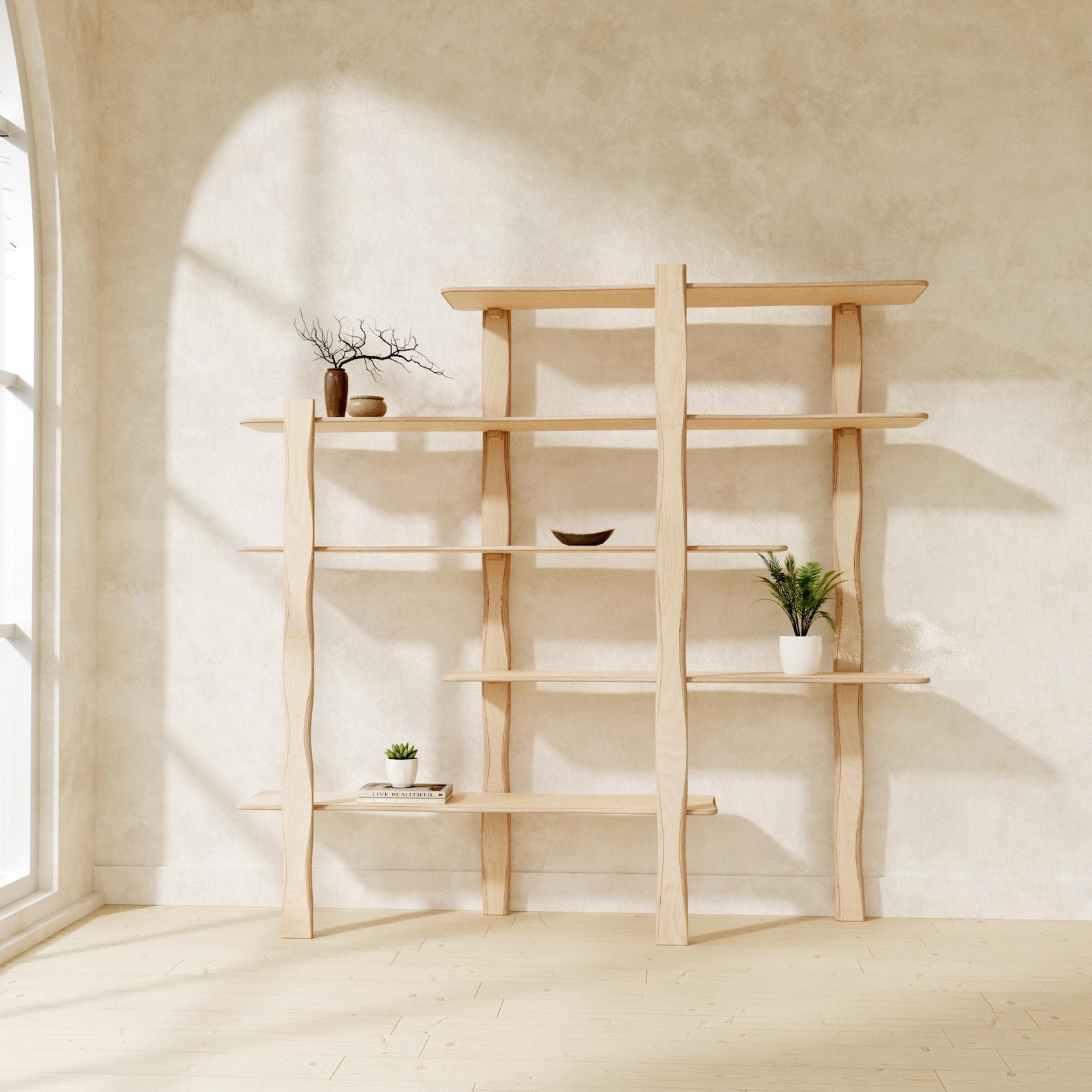 Handmade Birch Plywood Shelving Unit: Modern Room Divider Bookcase - Etsy