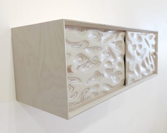 Floating Cabinet with Textured Sliding Doors • Custom Plywood Console • Modern Wall-Mounted Storage • Minimalist Handmade Cabinet