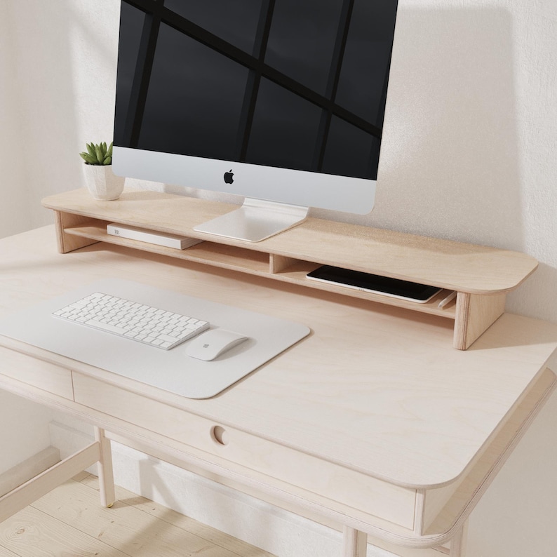 Birch Plywood Monitor Stand - Desk Shelf - Monitor Riser - Wood Monitor Stand - Dual Monitor Stand - Computer Stand image 7