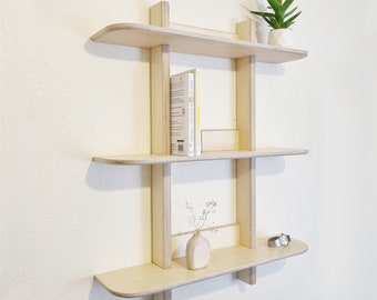 Mensole galleggianti modulari in compensato di betulla / fatte a mano in Inghilterra / arredamento moderno di metà secolo / 3 ripiani / design scandinavo japandi
