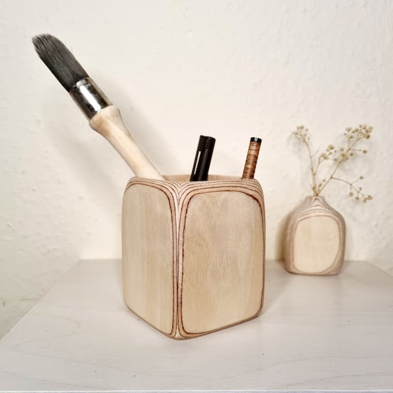 Handmade Plywood Desk Organizer Wooden pencil pot holder, storage, office accessories, Office storage and decoration gift, Pencil holder