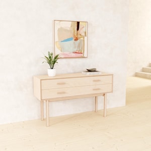 Wooden Console Table with Storage Drawers, Entryway Organiser, Hallway, Sideboard Cabinet, handmade bespoke birch plywood, chest of drawers image 4