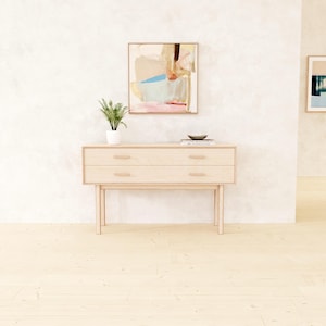 Wooden Console Table with Storage Drawers, Entryway Organiser, Hallway, Sideboard Cabinet, handmade bespoke birch plywood, chest of drawers image 2