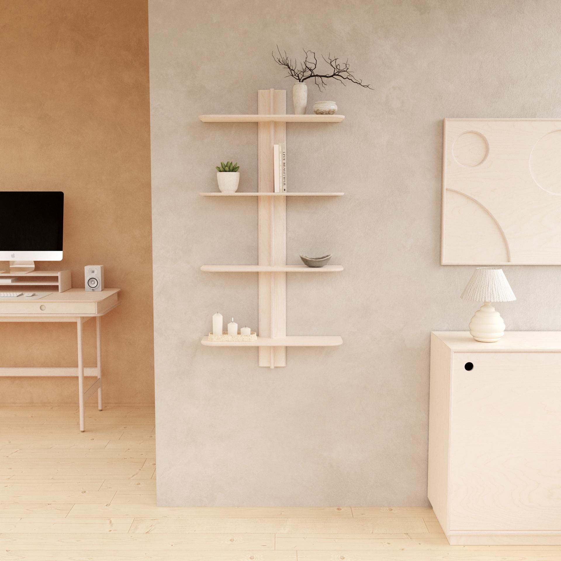 Handmade Birch Plywood Floating Shelf: Minimalist Scandi Display - Etsy