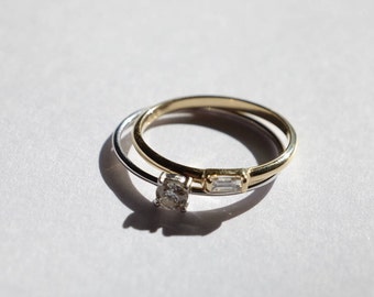 Baguette Diamond ring/14k solid gold ring/diamond ring/engagement ring/rectangle diamond/gift for her/white gold/yellow gold/rose gold
