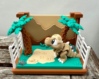 Jurassic Park Dinosaur Diorama Play Set – 3D Printed Mini Habitat with Dino Figure
