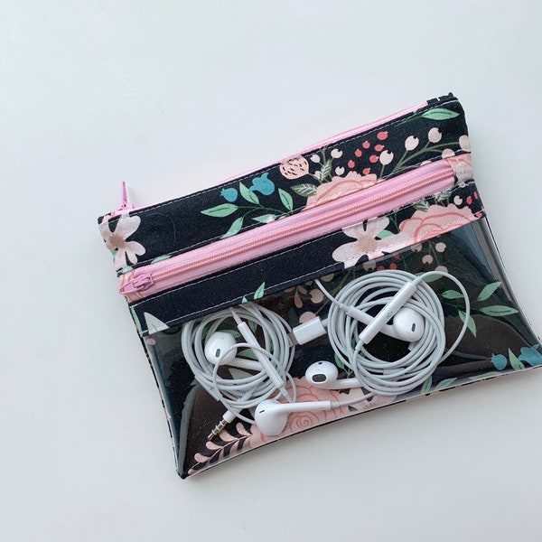 Clear Pocket Double Zipper Pouch Pattern