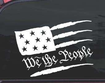 We the People Flag Decal USA Patriotic American Vinyl Sticker for Car, Truck, Window