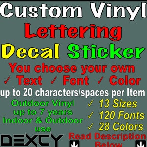 Custom Vinyl Decal Custom Vinyl Lettering Outdoor Vinyl Lettering Car Vinyl Decals Truck Boat Sign Business Windows Door Wall Decal Stickers