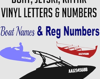 Boat Name Decals & Registration Numbers - Custom Marine Text Stickers Personalized Lettering: boats kayaks yachts