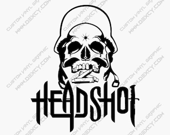 HeadShot Decal Head Shot Skull Sticker Custom Vinyl Decal Military Army Decals Stickers Outdoor Car Truck Boat Sign Windows Doors Walls