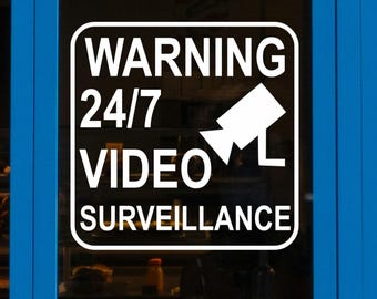 Video Surveillance Decal Security Camera Sticker – CCTV Warning for Window, Sign, Home, Business, Office, Vehicle,