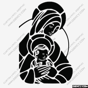 Mary and Jesus Vinyl Decal – Christian Car Window Sticker, Religious Wall & Outdoor Faith Sign