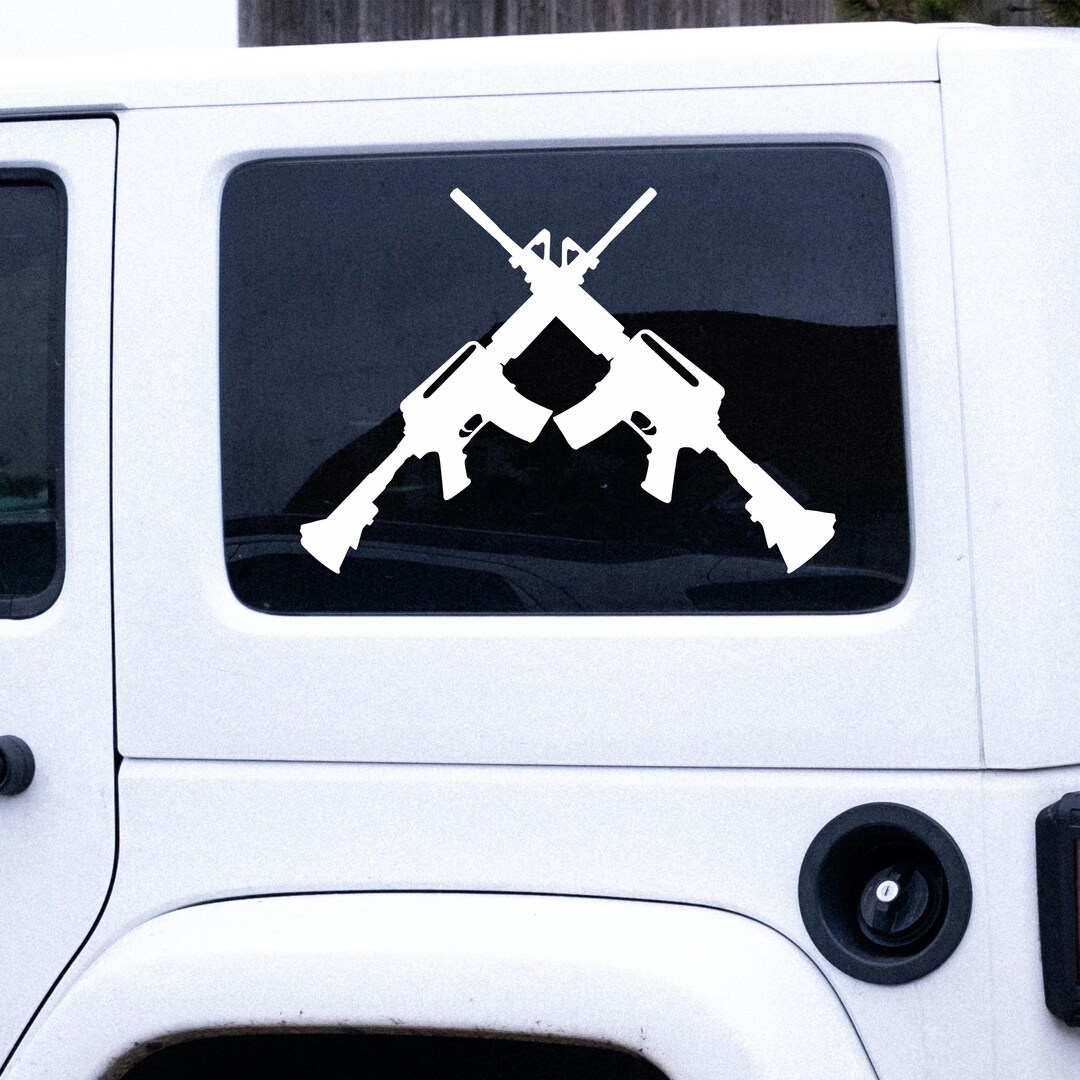 Rifles Sticker - Crossed Rifles Decal - 2A Patriotic Military Style ...