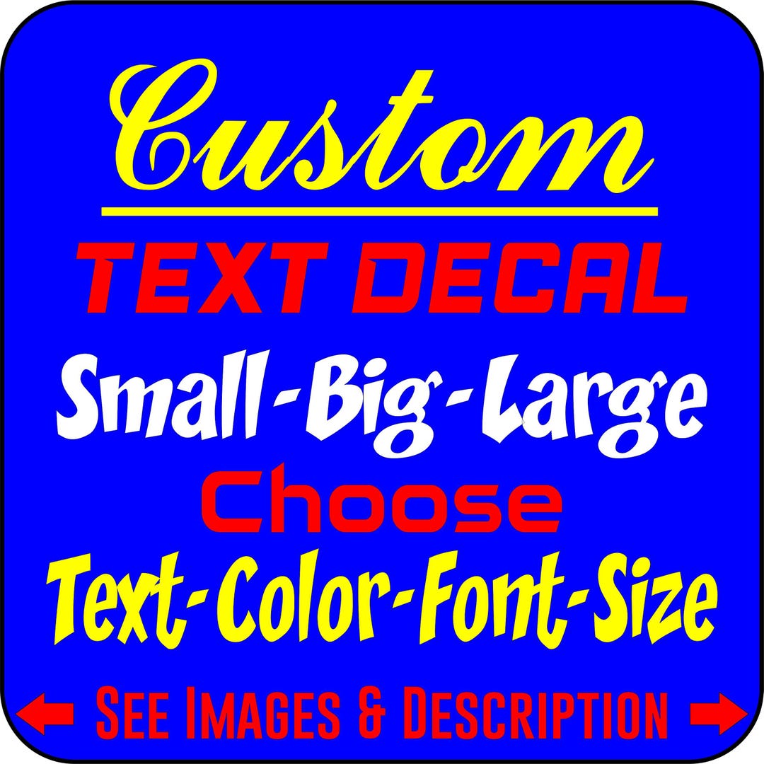 Vinyl Lettering Custom Text Decal. Car Sticker. Truck Boat Sign Window ...