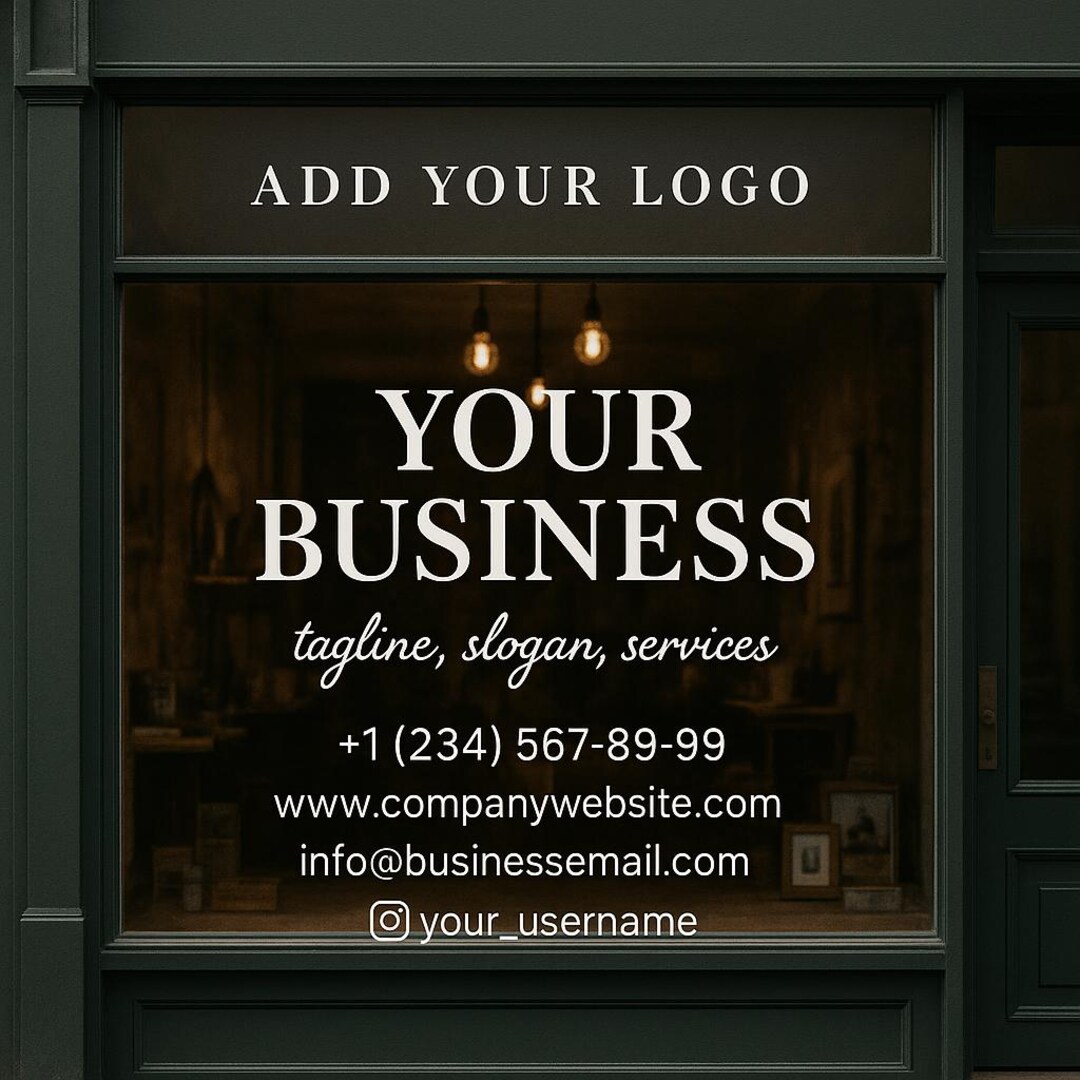 Custom Storefront Window Decals Stickers With Business Logo, Hours