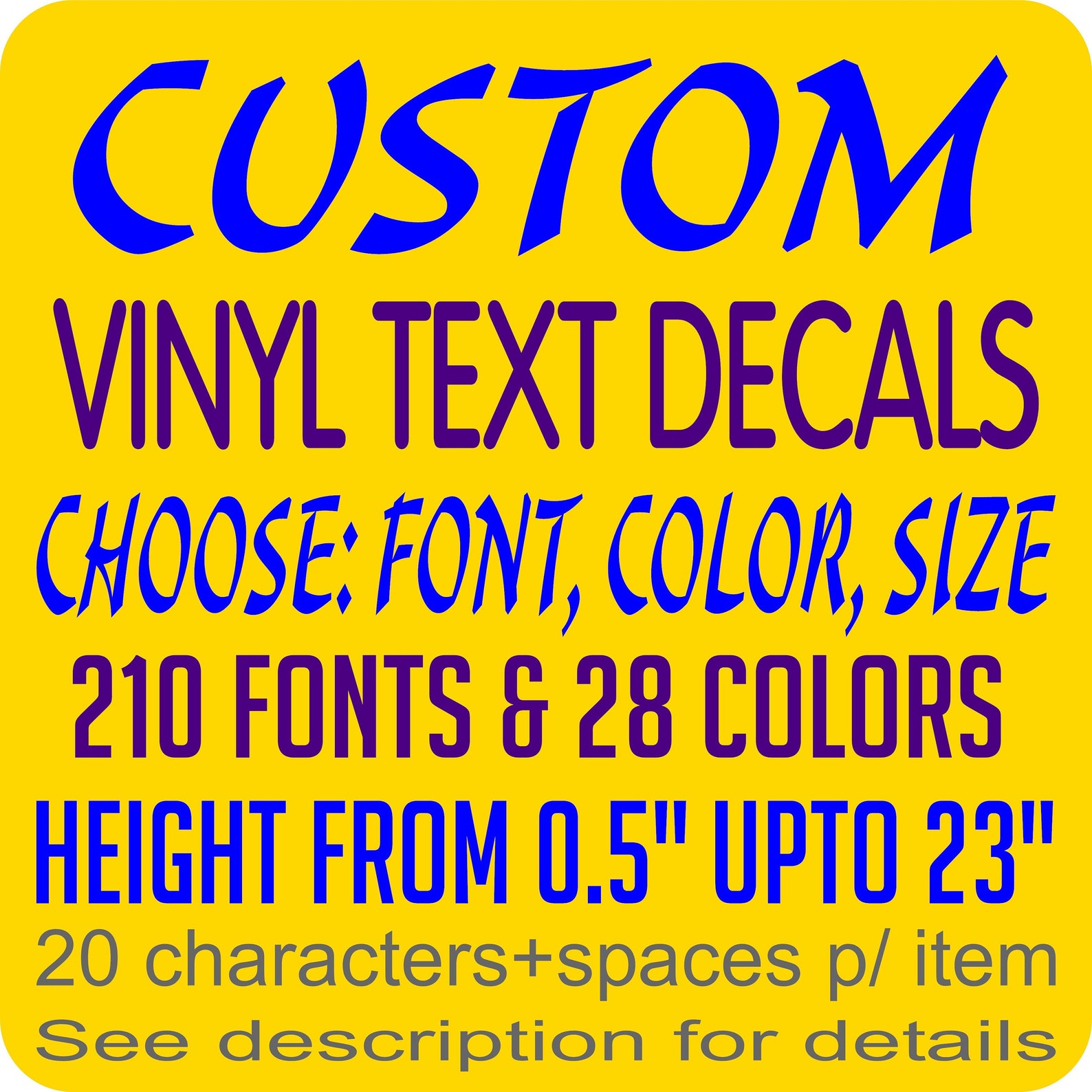 Vinyl Text Sticker Custom Vinyl Lettering. Vinyl Text Decals Etsy