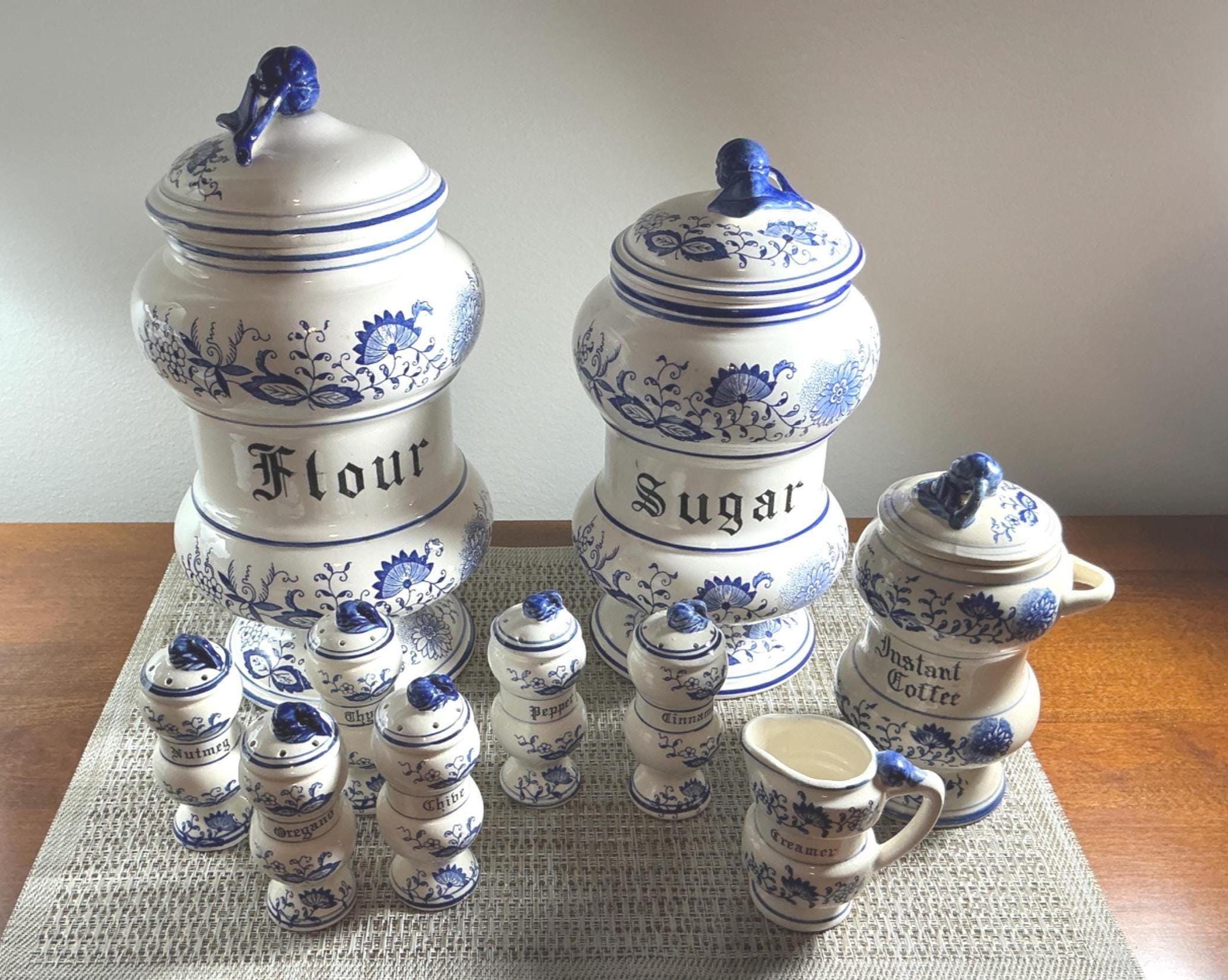 Blue Vintage Flour Canister - Etsy